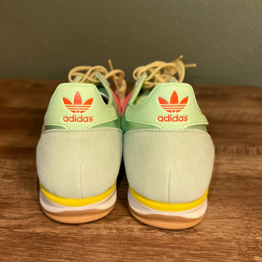 Adidas Light Green and Bright Orange Trainers - Picture 4 of 9